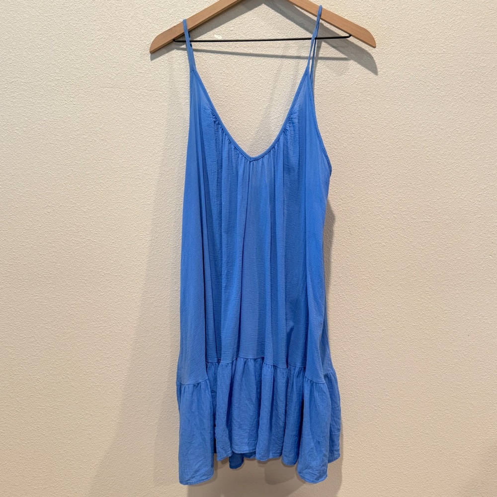 9SEED Womens Mini Dress One Size Coastal Boho Beach Resort Summer Gauze Blue